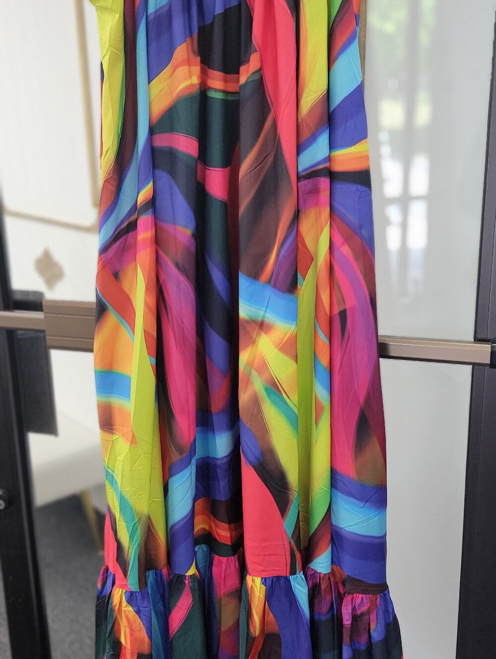 Color Splash Abstract Maxi Dress | Flowy Sleeveless Boho Resort Dress | Women’s - Picture 8 of 10